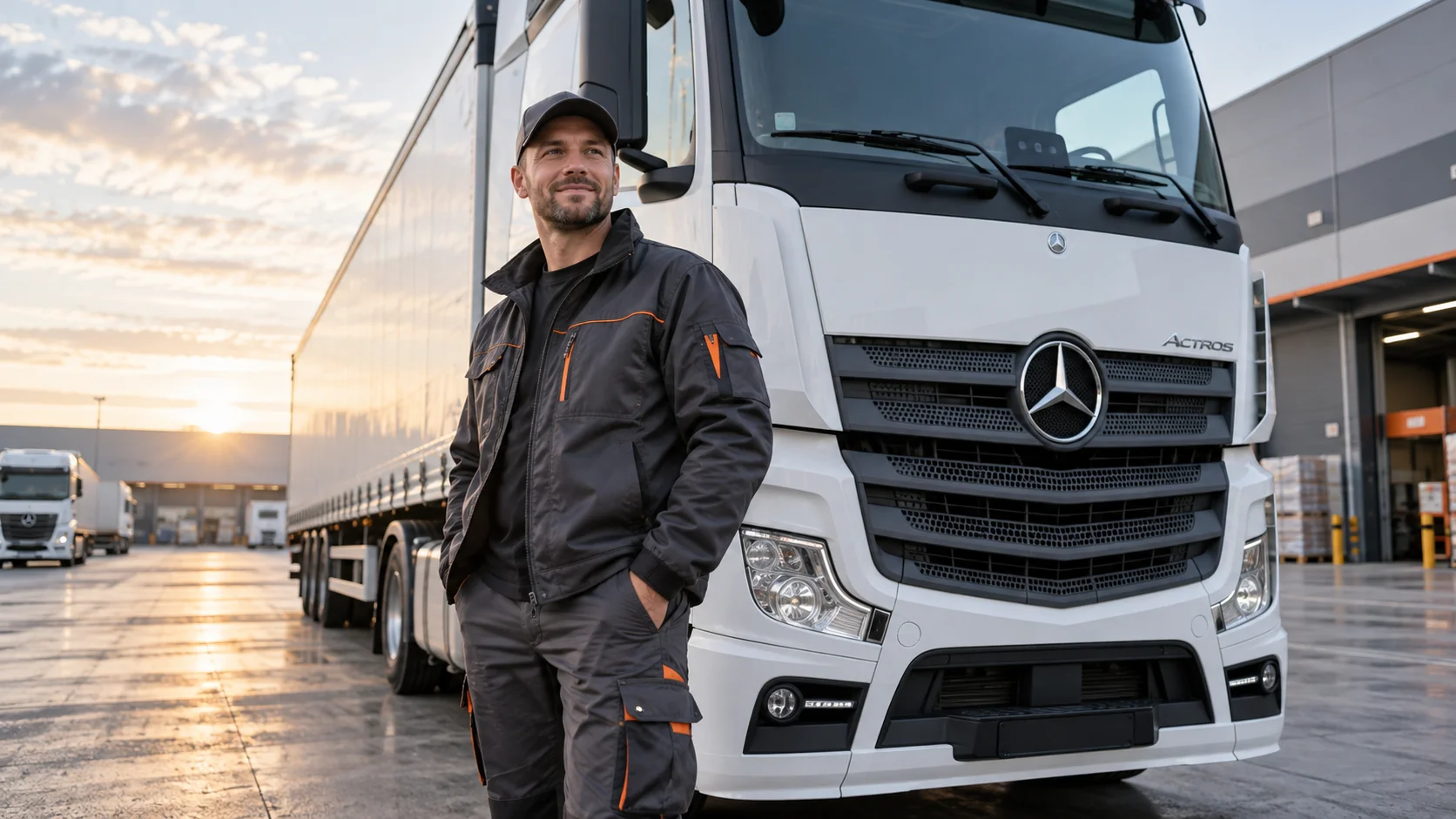 Wizualizacja AI: Kierowca przy Mercedesie Actros